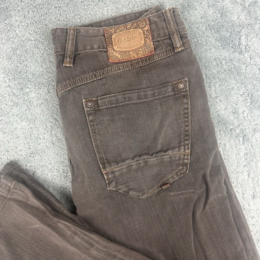 Robert Graham Jeans Mens 32x32 Gray Slim Jim Straight Designer Japan Herringbone